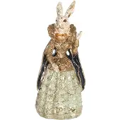 Clayre & Eef Beeld Konijn 5x4x11 cm Beige Blauw Polyresin Woonaccessoires Beige Woonaccessoires