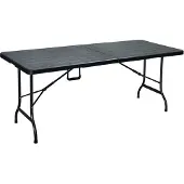 Erro Vouwtafel - Campingtafel - inklapbare tafel - plooitafel - klaptafel met houtlook - 180x74cm - zwart
