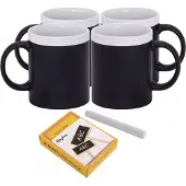 Merkloos 4x Beschrijfbare koffiemokken wit - Bekers