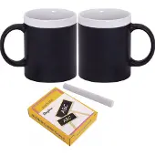 Merkloos 2x Beschrijfbare koffiemok wit - Bekers