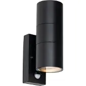QAZQA Buitenwandlamp zwart 2-lichts AR70 met bewegingssensor - Duo