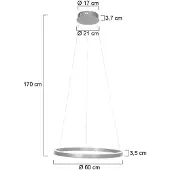Steinhauer Hanglamp Ringlux 3502ST Staal – Dimbare LED ringlamp Ø60 cm met up- en downlight