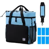 Brisby 4 Laags Geïsoleerde Koeltas - Lunchtas 40 liter - Zwart Blauw