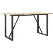 vidaXL Eettafel O-frame 140x80x75 cm massief grenenhout en staal