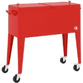 vidaXL Koelbox op wielen 92x43x89 cm rood