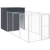 vidaXL Hondenhok met ren 165x455x181 cm gegalvaniseerd staal antraciet