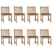 vidaXL Tuinstoelen 8 st met kussens massief teakhout