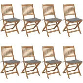 vidaXL Tuinstoelen 8 st inklapbaar met kussens massief acaciahout