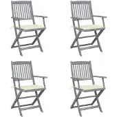 vidaXL Tuinstoelen 4 st inklapbaar met kussens massief acaciahout