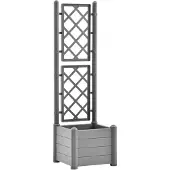 vidaXL Plantenbak met latwerk 43x43x142 cm PP steengrijs