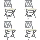 vidaXL Tuinstoelen 4 st inklapbaar met kussens massief acaciahout