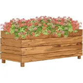 vidaXL Verhoogde plantenbak, 100x40x38 cm, teakhout en staal