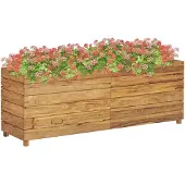 vidaXL Plantenbak verhoogd 150x40x55 cm gerecycled teakhout en staal