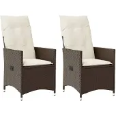 vidaXL Tuinstoelen 2 st verstelbaar met kussens poly rattan bruin