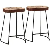 vidaXL Barkruk, 2 stuks, donkerbruin, 41x29x62 cm