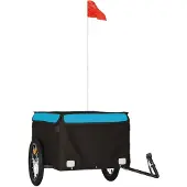 vidaXL Fietstrailer 45 kg ijzer zwart en blauw
