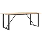 vidaXL Eettafel O-frame 200x100x75,5 cm grenenhout en staal