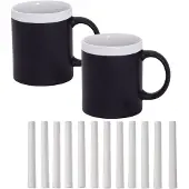 Merkloos 2x Beschrijfbare koffiemok wit - Bekers
