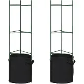 vidaXL Tomatenkooi met plantenzak 2 st 116 cm staal en polypropeen