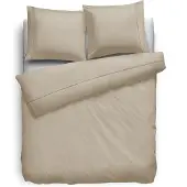 Eleganzzz Dekbedovertrek Uni Perkal Katoen Met Bies - zand 200x200/220cm