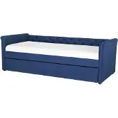 Beliani LIBOURNE - Onderschuifbed - Blauw - 80 x 200 cm - Polyester