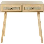 Beliani ODELL - Consoletafel-Lichte houtkleur-Vezelplaat, Rotan