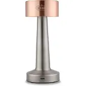 Buccan dumbbell tafellamp rosegoud en zilver 3 lichtstanden en touchpanel