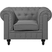 Beliani CHESTERFIELD - Fauteuil-Grijs-Polyester