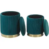 Beliani MIRAMAR - Poef-Blauw-Fluweel