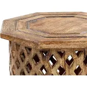 Beliani KHANPUR - Bijzettafel-Donkere houtkleur-Mangohout