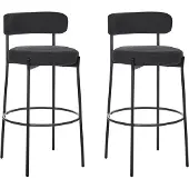 Beliani ALLISON - Barkruk set van 2 - Zwart - Bouclé