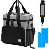 Brisby 4 Laags Geïsoleerde Koeltas - Lunchtas 15 liter - Zwart Grijs