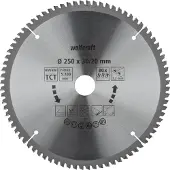 Wolfcraft - Zaagblad 250 x 30 mm - 80 tanden - Afkortzaag - Kap- en verstekzaag - 6542000
