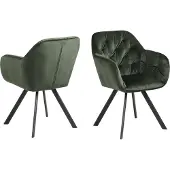 Ebuy24 Lola eetkamerstoel met armleuningen staal/stof 2 stuks