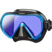 Tusa INO PRO Duikmasker voor Volwassenen – Compact masker met premium CrystalView-lens, UV420-bescherming en antireflecterende behandeling – Zwart/Blauw – M1011SQB FBA