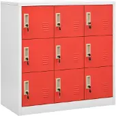 vidaXL Lockerkast 90x45x92,5 cm staal lichtgrijs en rood