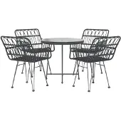 vidaXL 5-delige Tuinset poly rattan zwart