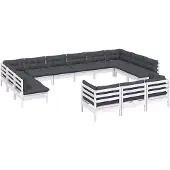 vidaXL 13-delige Loungeset met kussens grenenhout wit