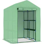 vidaXL Tuinkas met schappen 143x143x195 cm staal