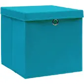 vidaXL Opbergboxen met deksel 10 st 28x28x28 cm babyblauw