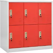 vidaXL Lockerkasten 2 st 90x45x92,5 cm staal lichtgrijs en rood