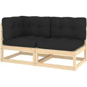 vidaXL 2-delige Loungeset met kussens massief grenenhout