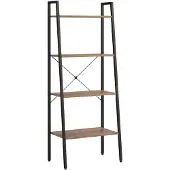 vidaXL Ladderrek met 4 schappen 56x35x140 cm donkerbruin en zwart