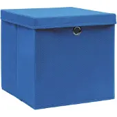 vidaXL Opbergboxen met deksel 4 st 28x28x28 cm blauw