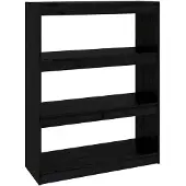 vidaXL Boekenkast/kamerscherm 80x30x103,5 cm massief grenenhout zwart