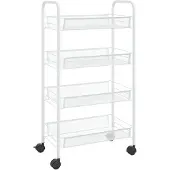 vidaXL - Keukentrolley - 4-laags - 46x26x85 - cm - ijzer - wit