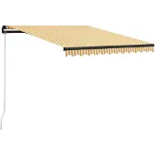 vidaXL Luifel handmatig uittrekbaar met LED 300x250 cm geel en wit