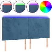 vidaXL Hoofdbord LED 180x5x118/128 cm fluweel donkerblauw