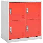 vidaXL Lockerkasten 5 st 90x45x92,5 cm staal lichtgrijs en rood