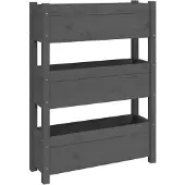 vidaXL Plantenbak 77x25x104,5 cm massief grenenhout grijs